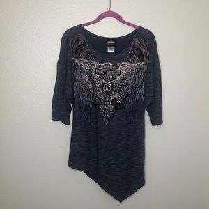 Harley-Davidson 3/4 Sleeve Bling Waffle Knit Top